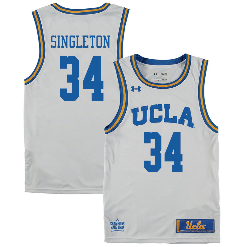 Men #34 David Singleton UCLA Bruins College Basketball Jerseys Sale-White